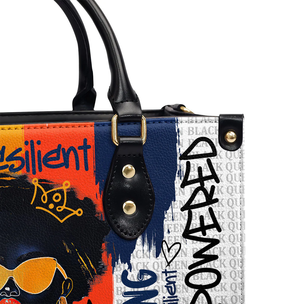 Black Queen Graffiti Style - Personalized Leather Handbag | HN02 - Image 5