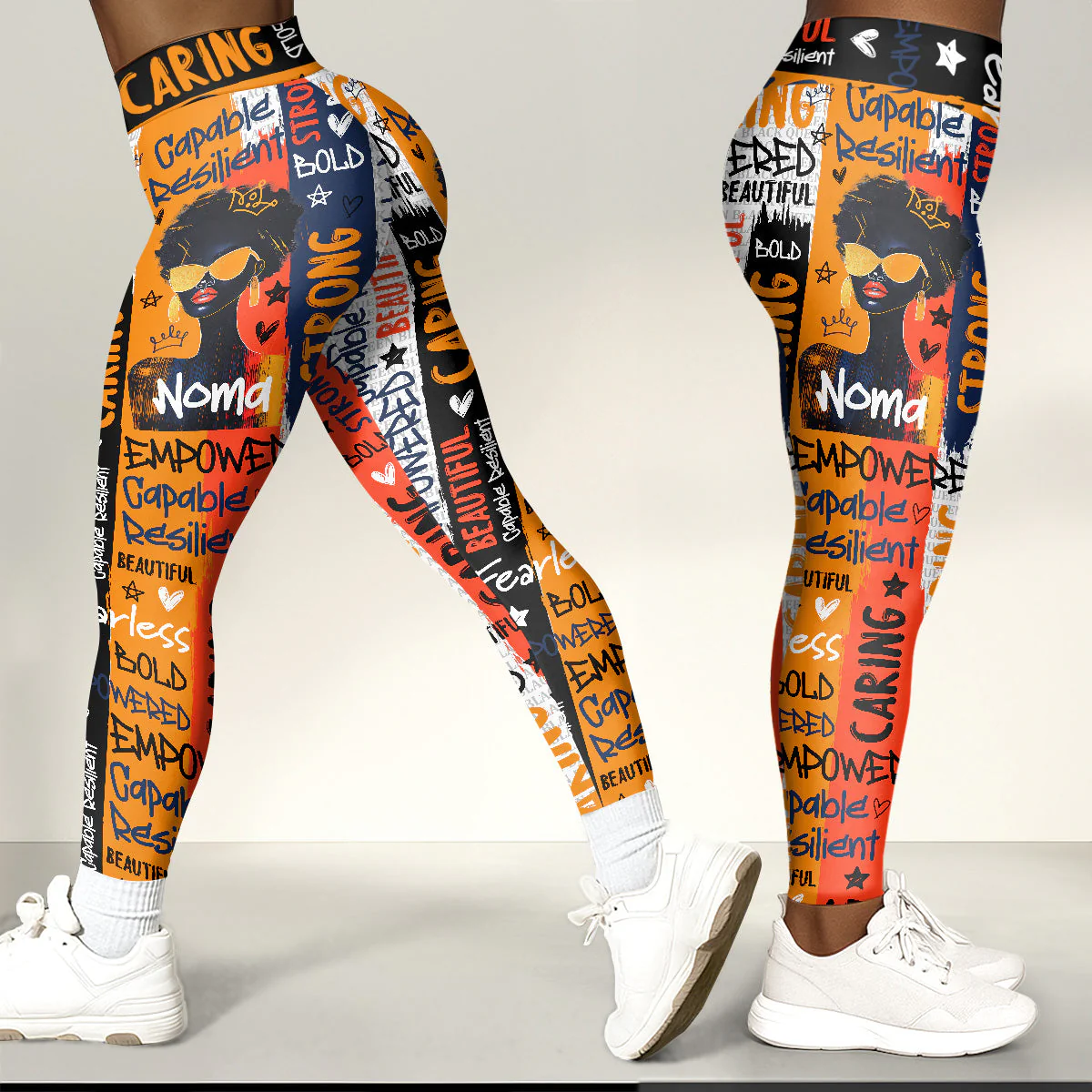 Black Queen Graffiti Style - Personalized Leggings & Crop Tank Top | HN02 - Image 5
