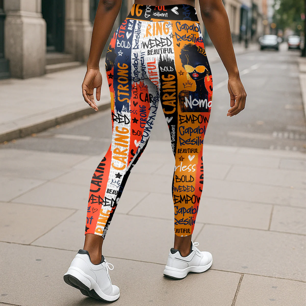 Black Queen Graffiti Style - Personalized Leggings & Crop Tank Top | HN02 - Image 6
