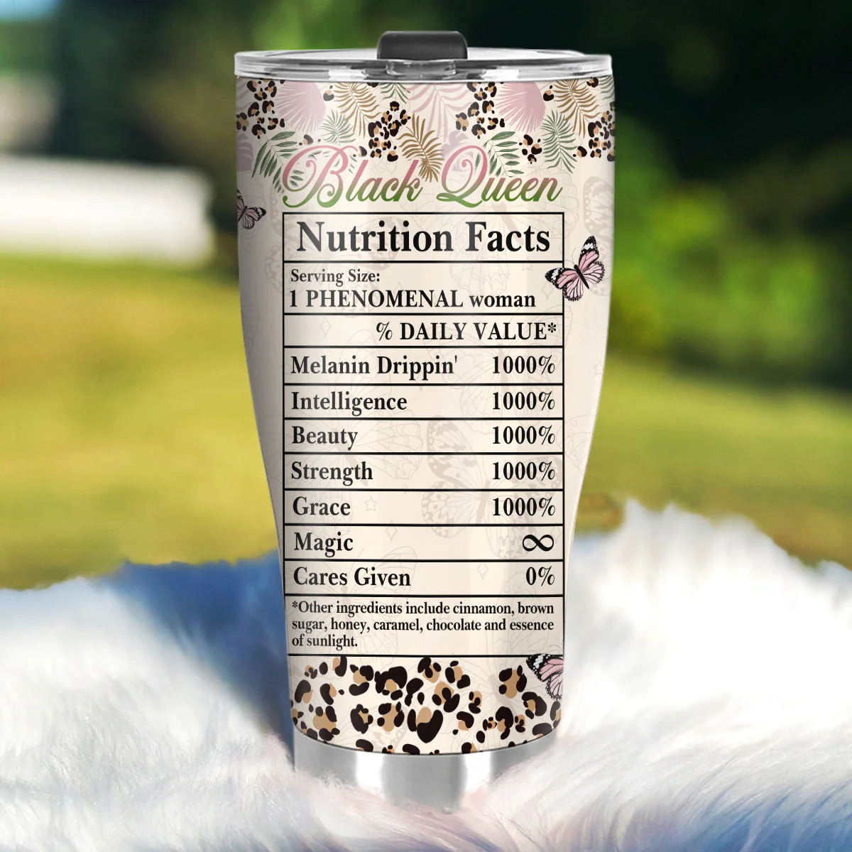 Black Queen Nutrition Facts -  Personalized Leopard Stainless Steel Tumbler - Gift For Her | GR3 HD95 - Image 2