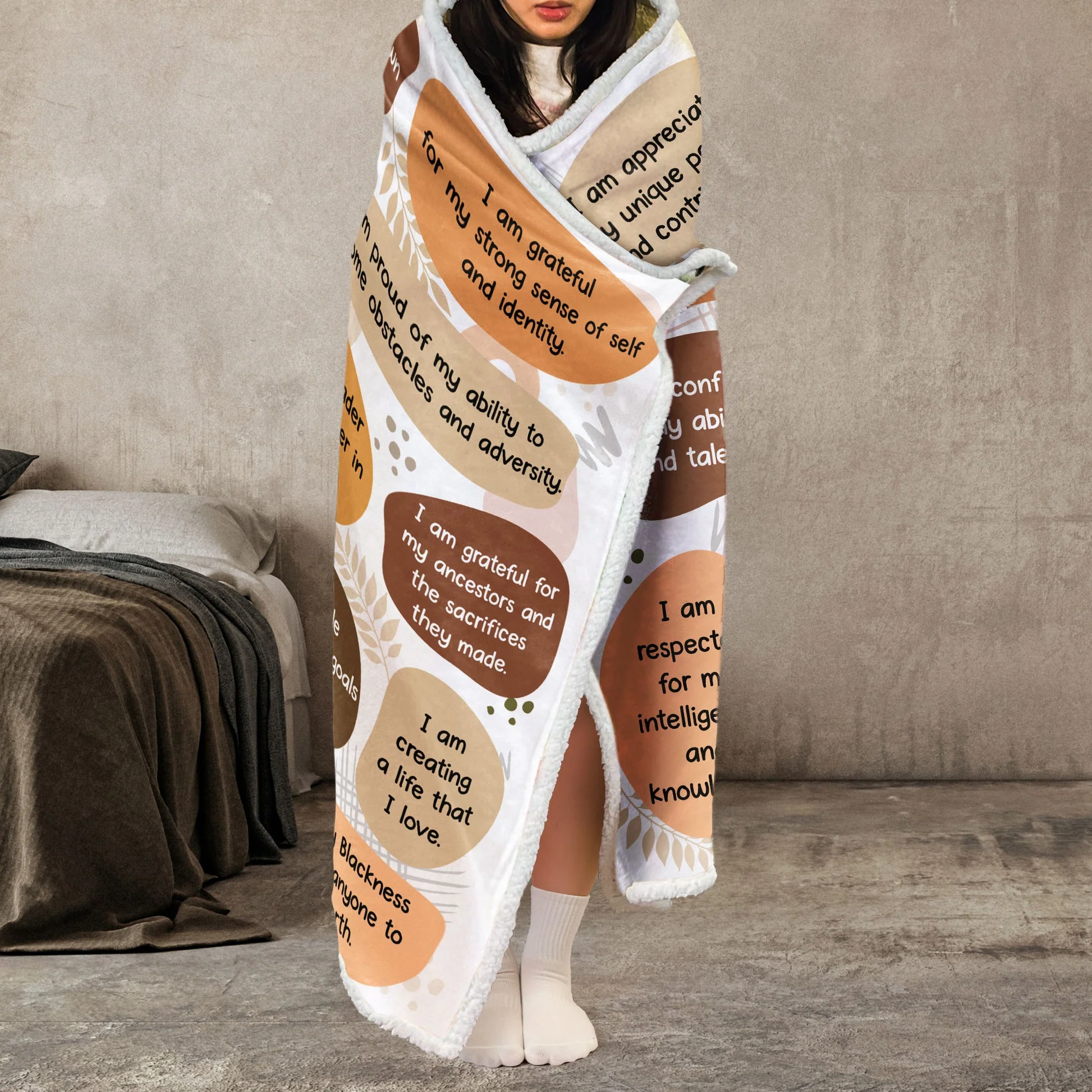 Black Woman Affirmations - Personalized Wearable Blanket Hoodie - Gift For Women | CLGOD02 HD95 - Image 4