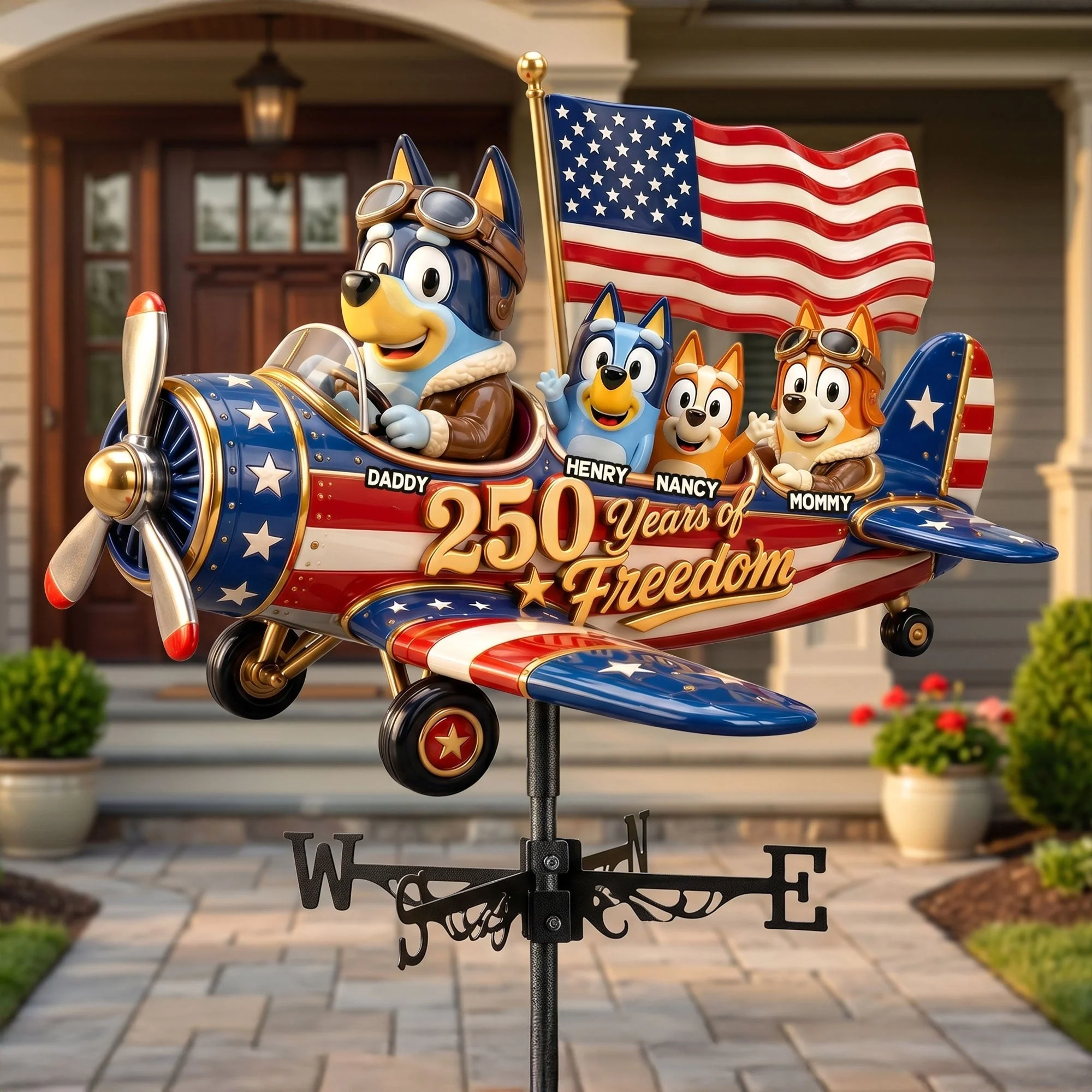 Bldo Family Pride 250th Anniversary - Personalized Weather Vane - Gift For Patriots, Movies Fan