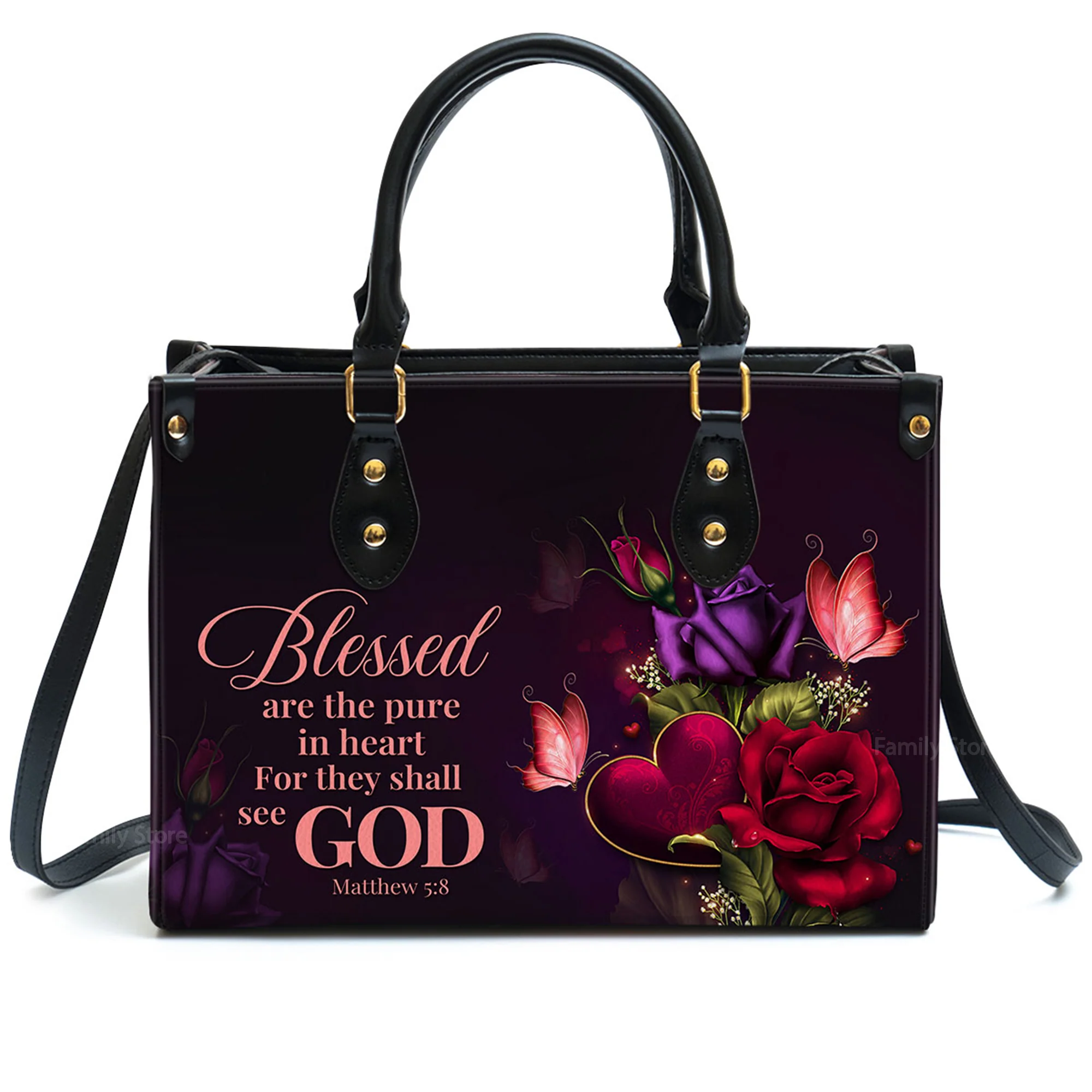 Blessed Are The Pure In Heart For They Shall See God - Awesome Personalized Leather Handbag - AT4081421 - Image 2