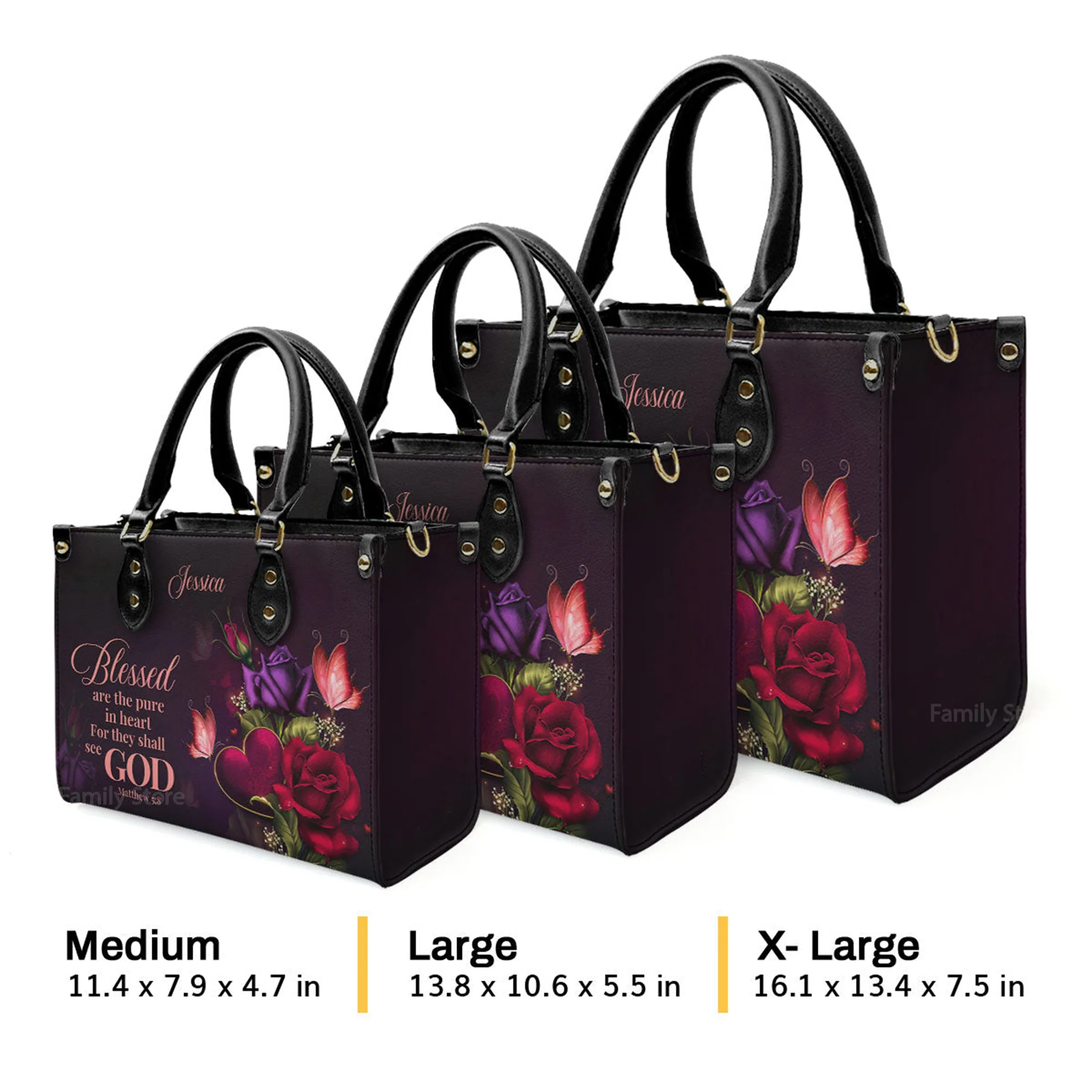 Blessed Are The Pure In Heart For They Shall See God - Awesome Personalized Leather Handbag - AT4081421 - Image 4
