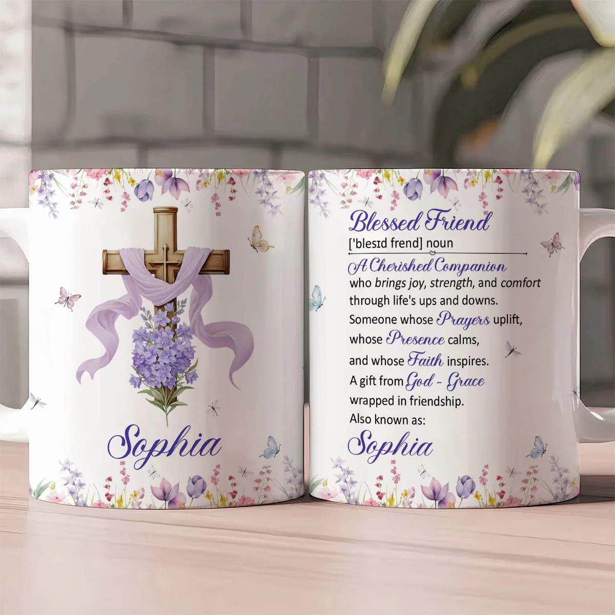Blessed Friend - Personalized Mug - Christian Gift For Friend BA01