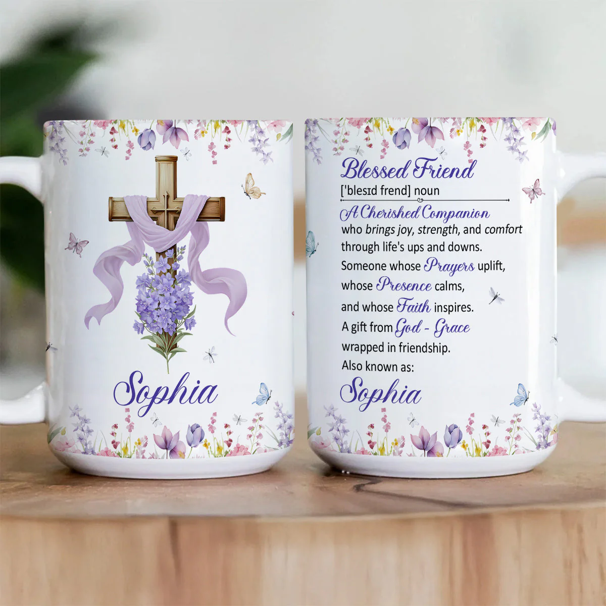 Blessed Friend - Personalized Mug - Christian Gift For Friend BA01 - Image 2