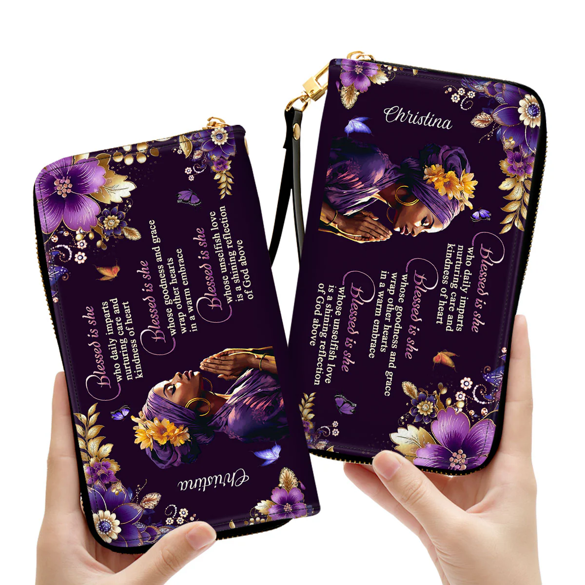 Blessed Is She - Scripture Gifts For Women Of God - Personalized Leather Long Wallets - AT4080956 - Image 3