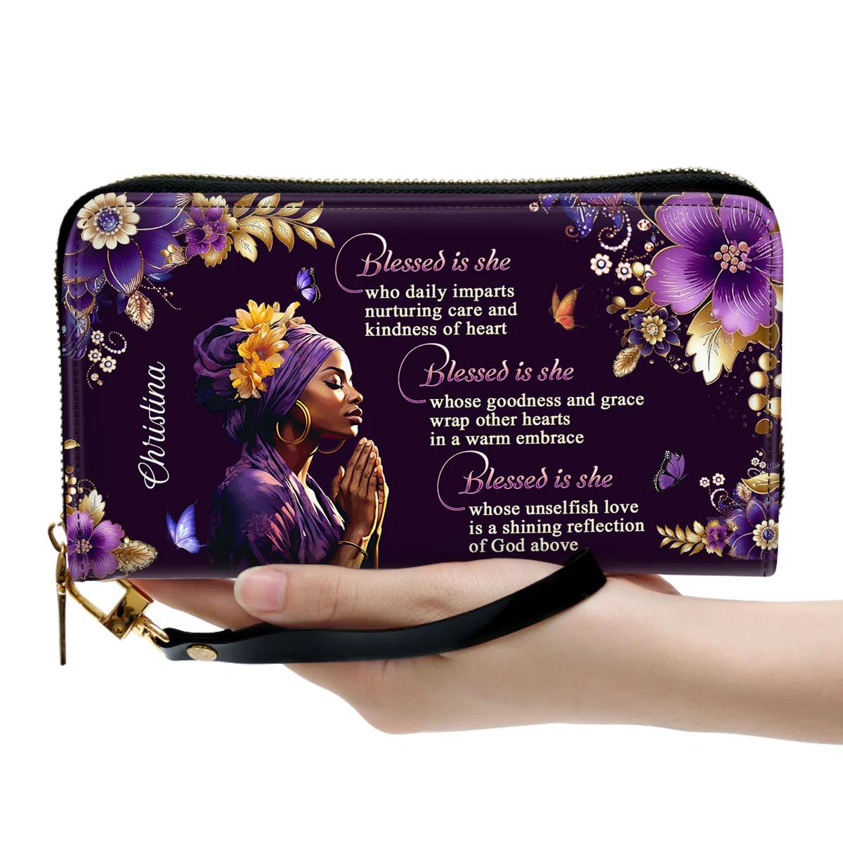 Blessed Is She - Scripture Gifts For Women Of God - Personalized Leather Long Wallets - AT4080956 - Image 4