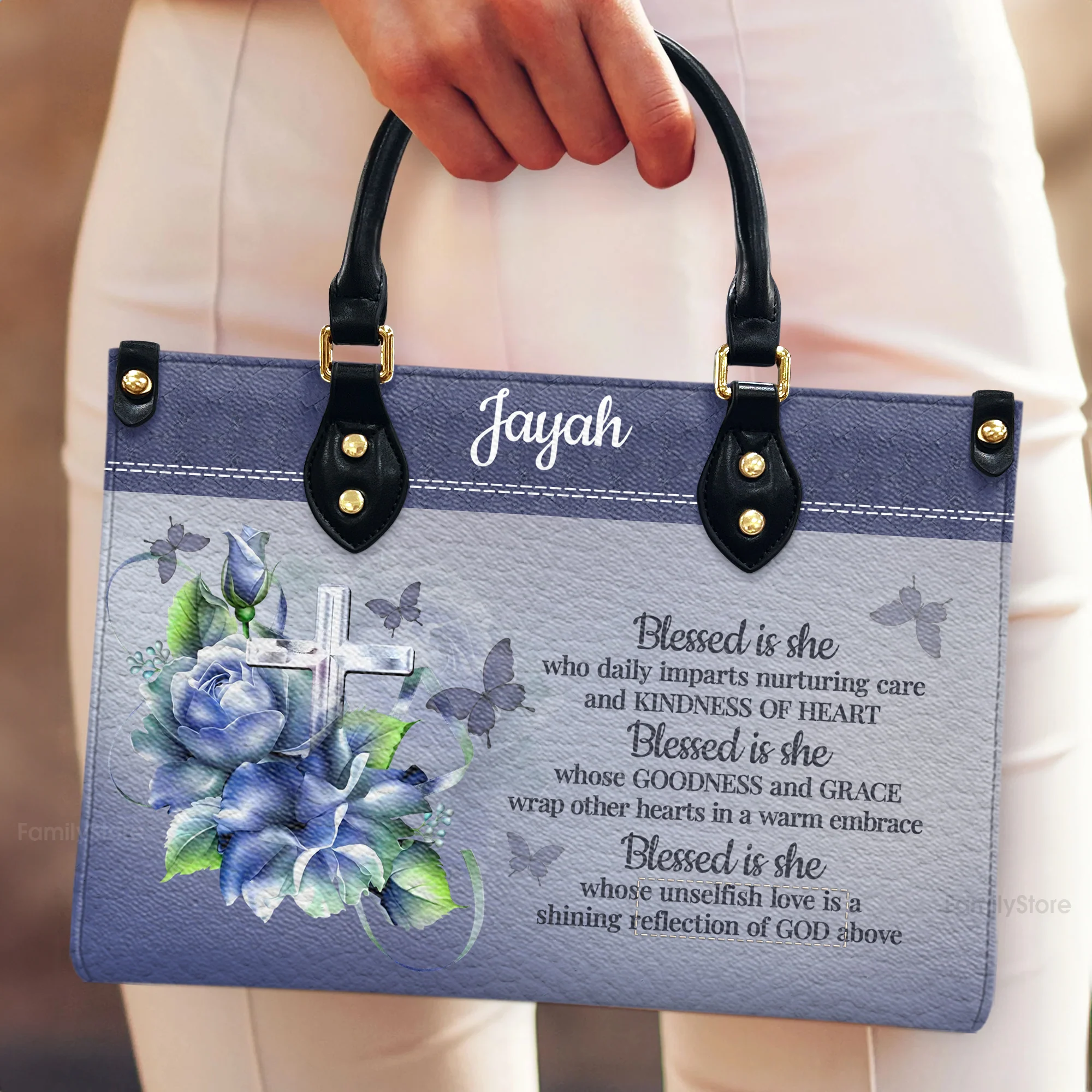 Blessed Is She Who Daily Imparts Nurturing Care And Kindness Of Heart - Personalized Leather Bag Free Wallet Deal AT4080729 - Image 3