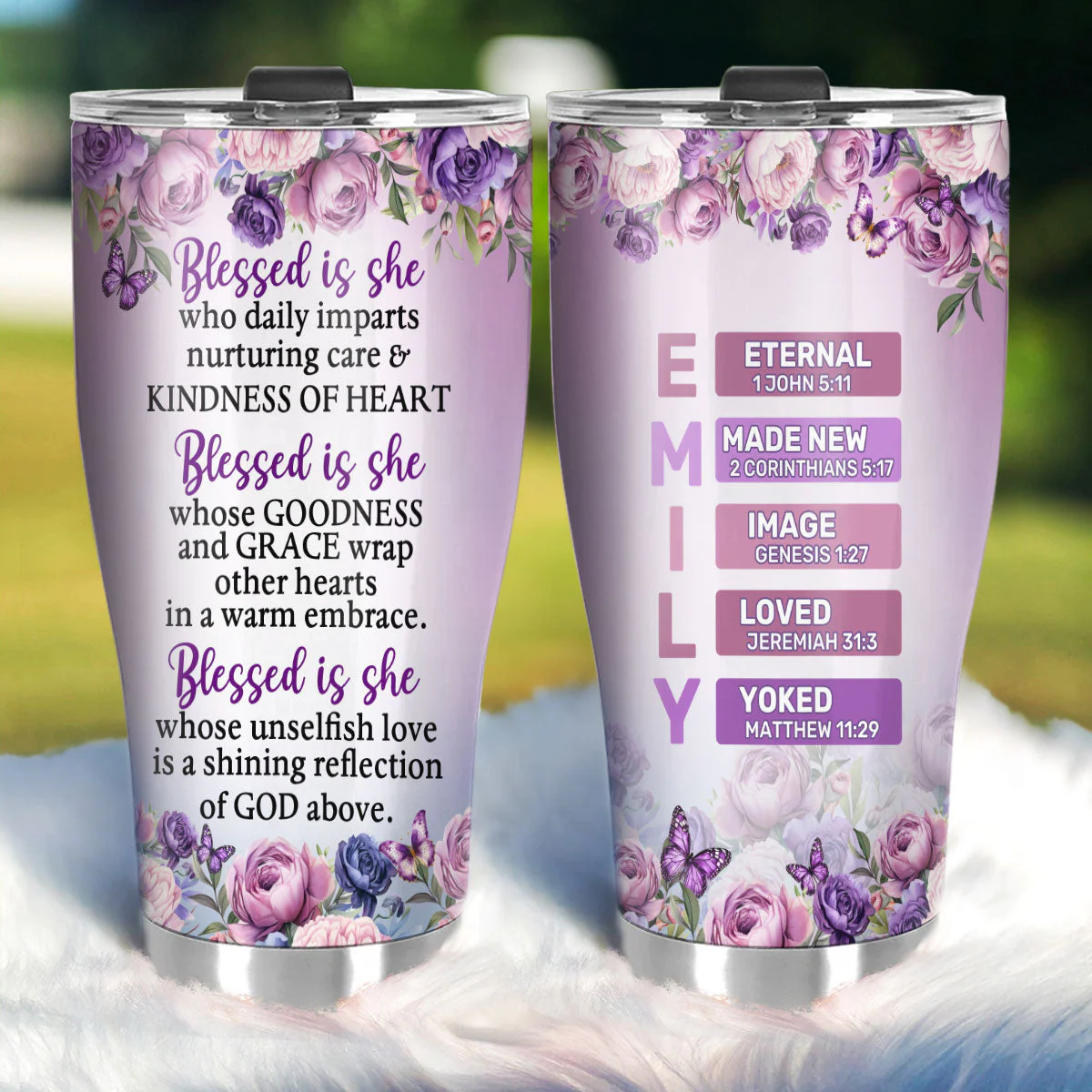 Blessed Is She Who Daily Imparts - Personalized Stainless Steel Tumbler - Gift For Her | HN02 - Image 2