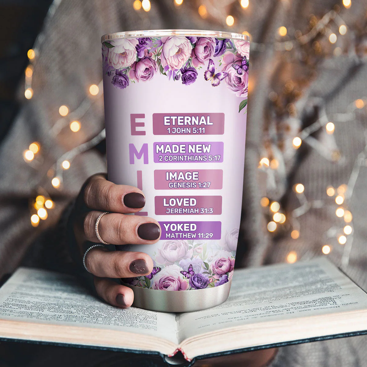 Blessed Is She Who Daily Imparts - Personalized Stainless Steel Tumbler - Gift For Her | HN02 - Image 3