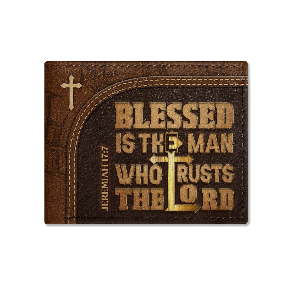 Blessed Is The Man Who Trusts In The Lord - Personalized Leather Folded Wallet TD118 - Image 2