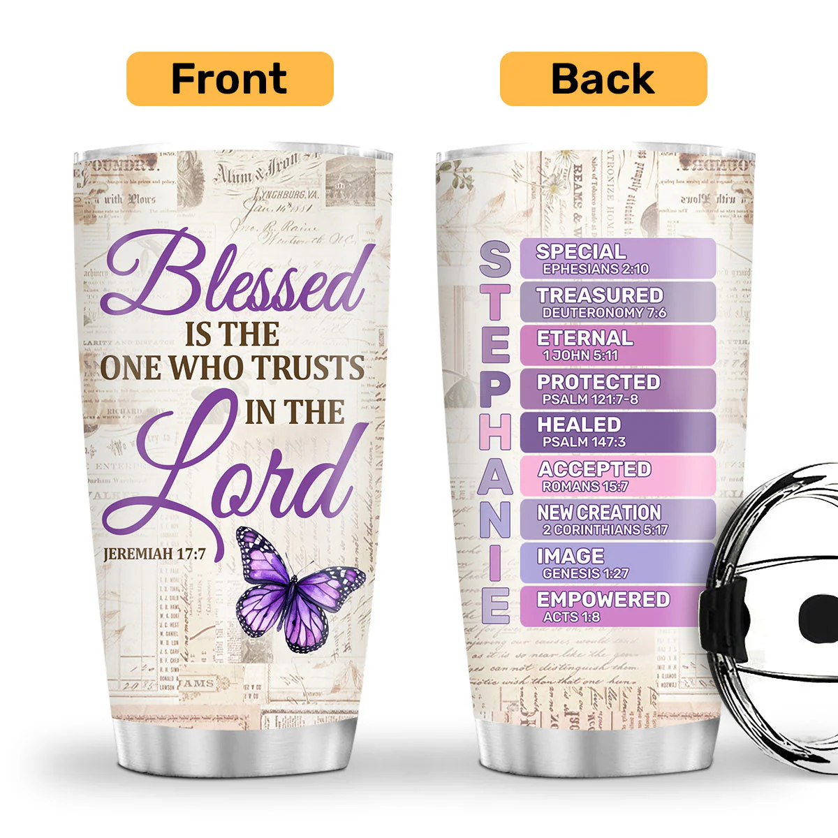 Blessed Is The One Who Trusts In The Lord - Personalized Stainless Steel Tumbler - Gift For Her | HN02 - Image 2