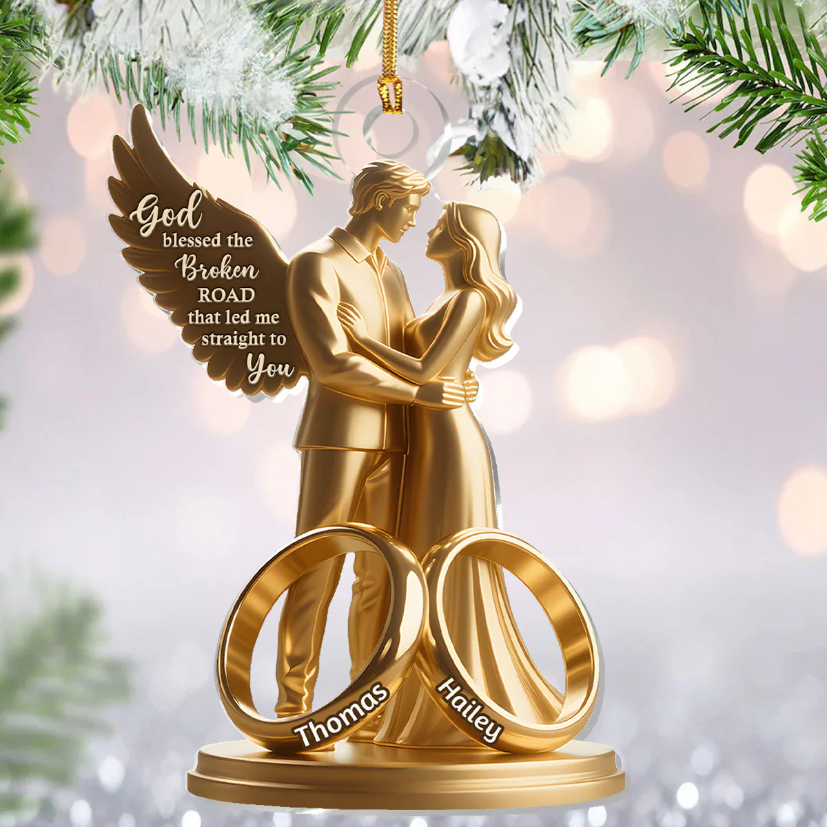 Blessed Marriage Keepsake - Personalized Acrylic Ornament - Gift for Couple HL128 - Image 2