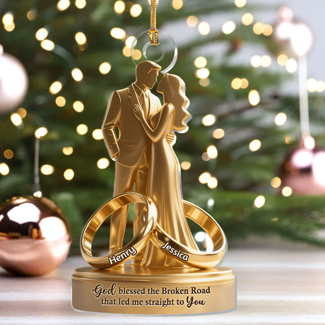 Blessed Marriage Keepsake - Personalized Acrylic Ornament - Gift for Couple HL128 - Image 3
