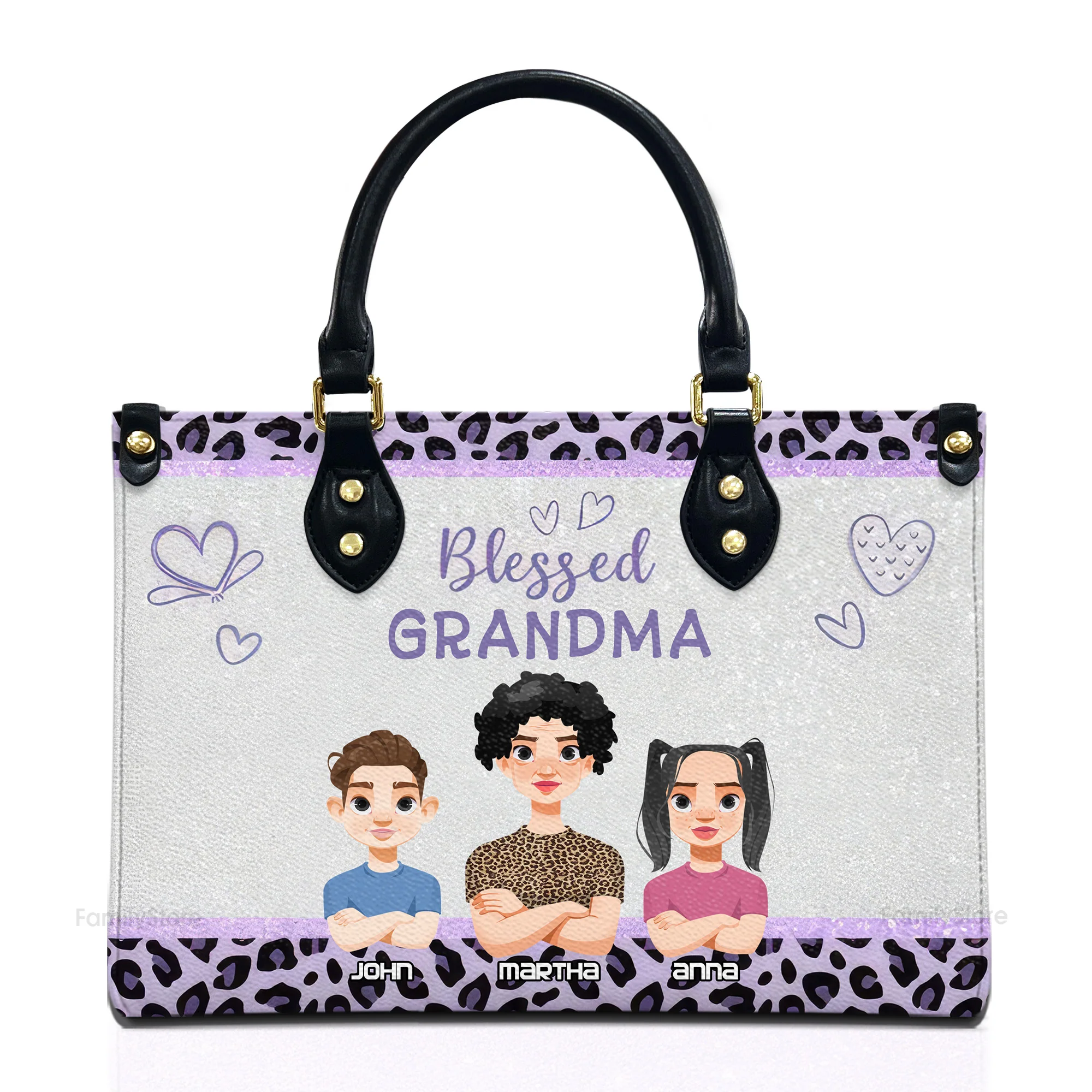 Blessed Mommy Granny - Personalized Leather Bag - Gift For Mother, Grandma, Grandmother, Mother's Day | CL50 NA94