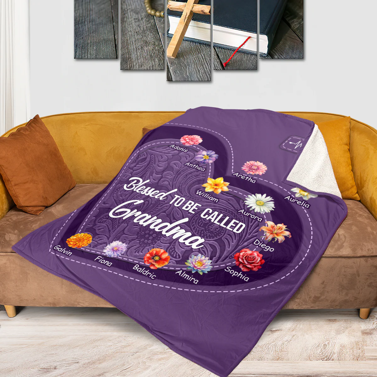 Blessed To Be Called Grandma - Personalized Fleece Blanket | TD118 - Image 2