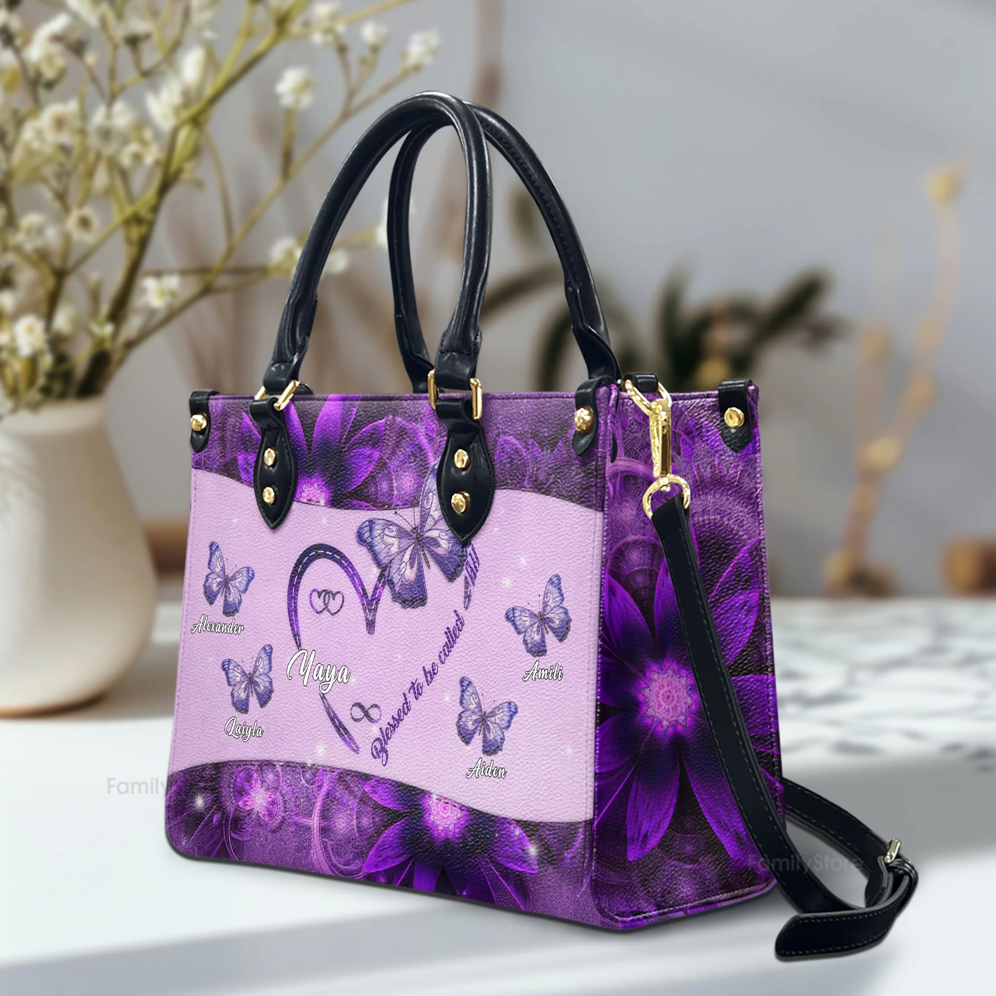 Blessed To Be Called Grandma - Personalized Gift for Mom, Grandma - Unique Personalized Leather Handbag - AT4080959 - Image 2