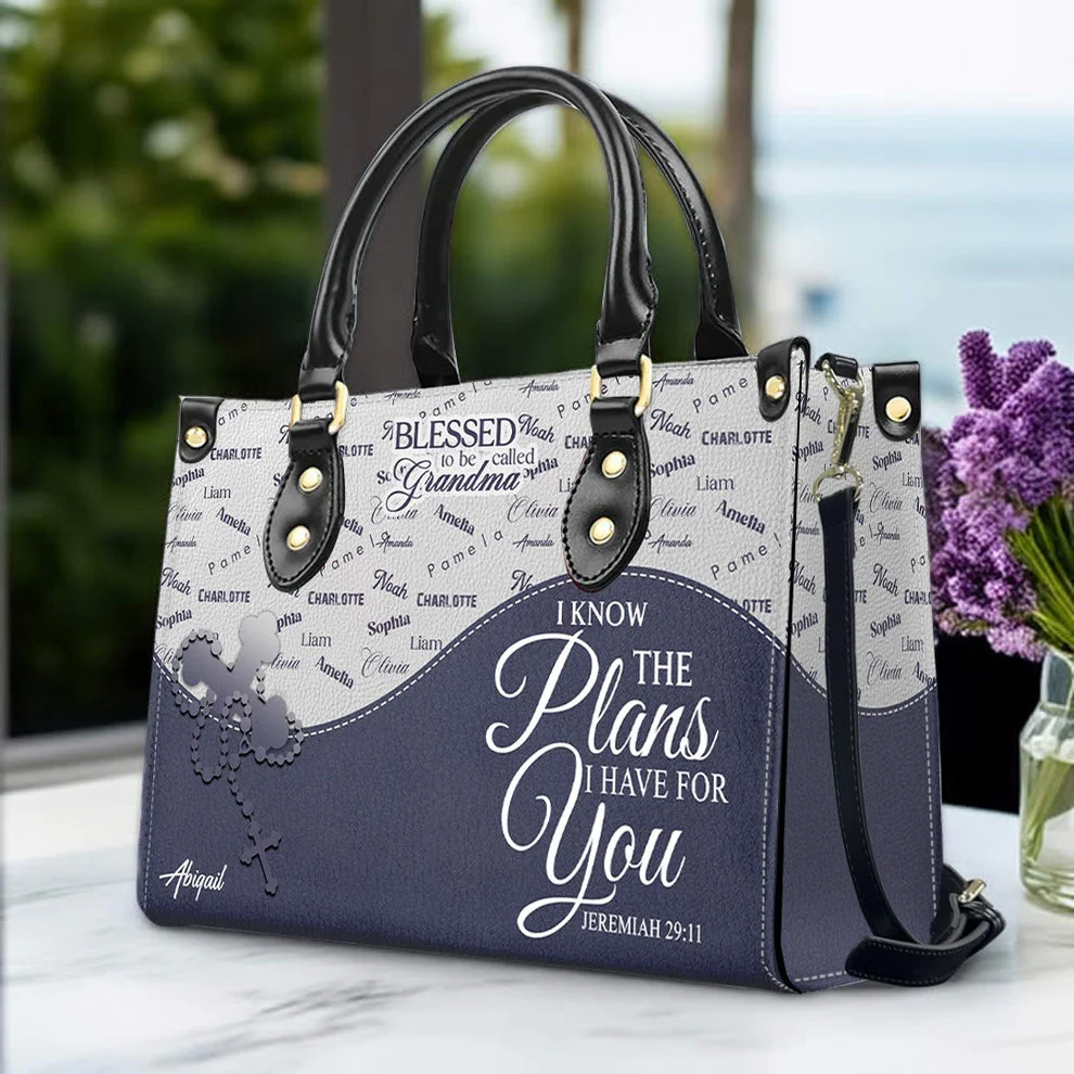 Blessed To Be Called Mom - Personalized Leather Handbag - Gift For Her HL128 - Image 2