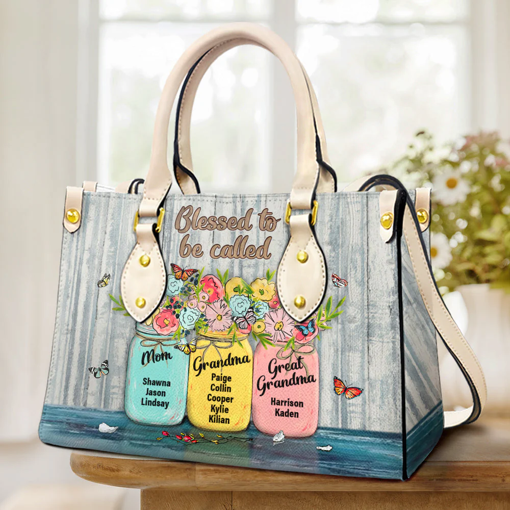 Blessed To Be Called Mommy - Personalized Leather Bag - Gift For Mother, Grandma, Grandmother, Mother's Day | NA94 - Image 3