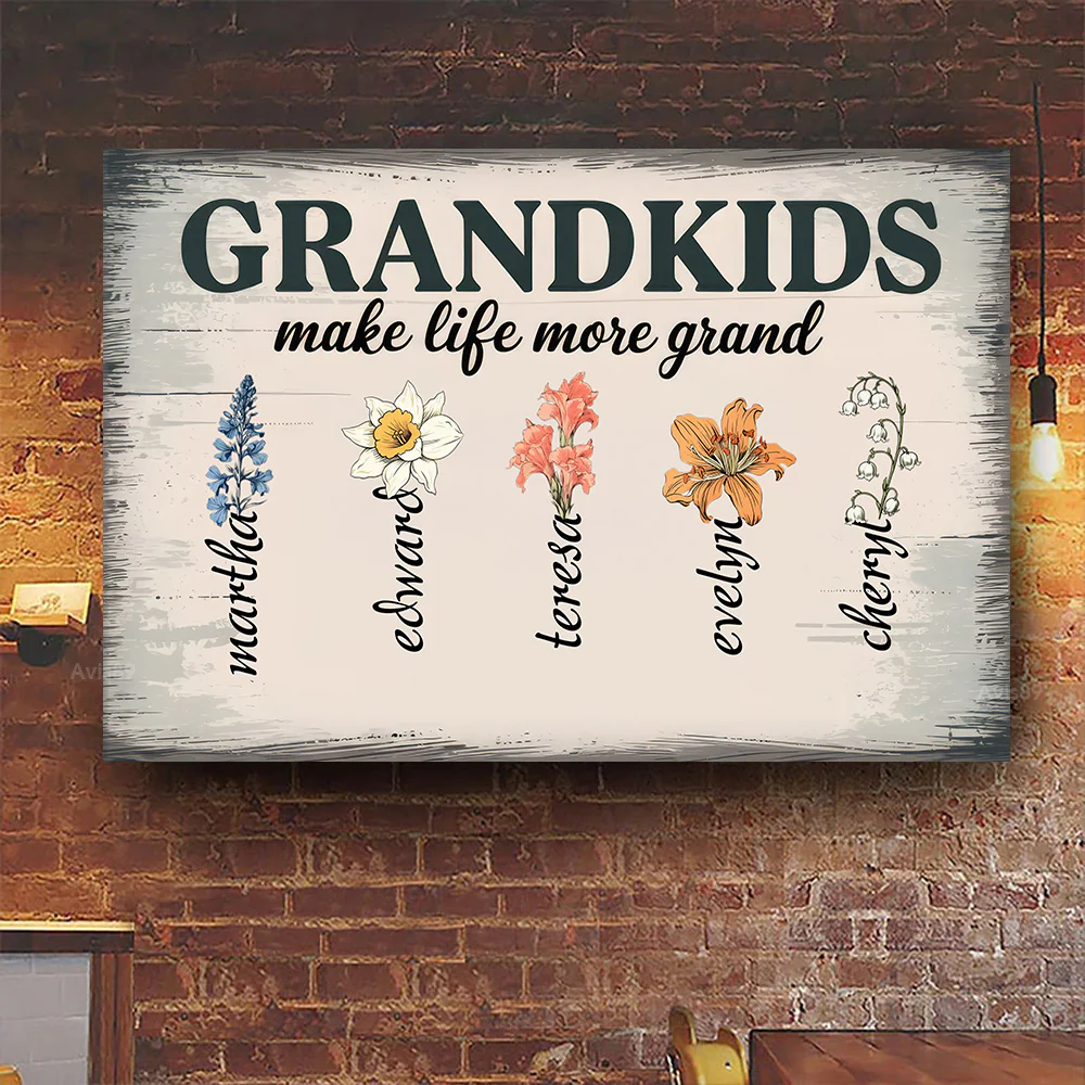 Blessed With Grandkids, Blessed With Love  - Personalized Poster Canvas - Gift For Mom, Grandma, Mothers Day | CL47 NA94