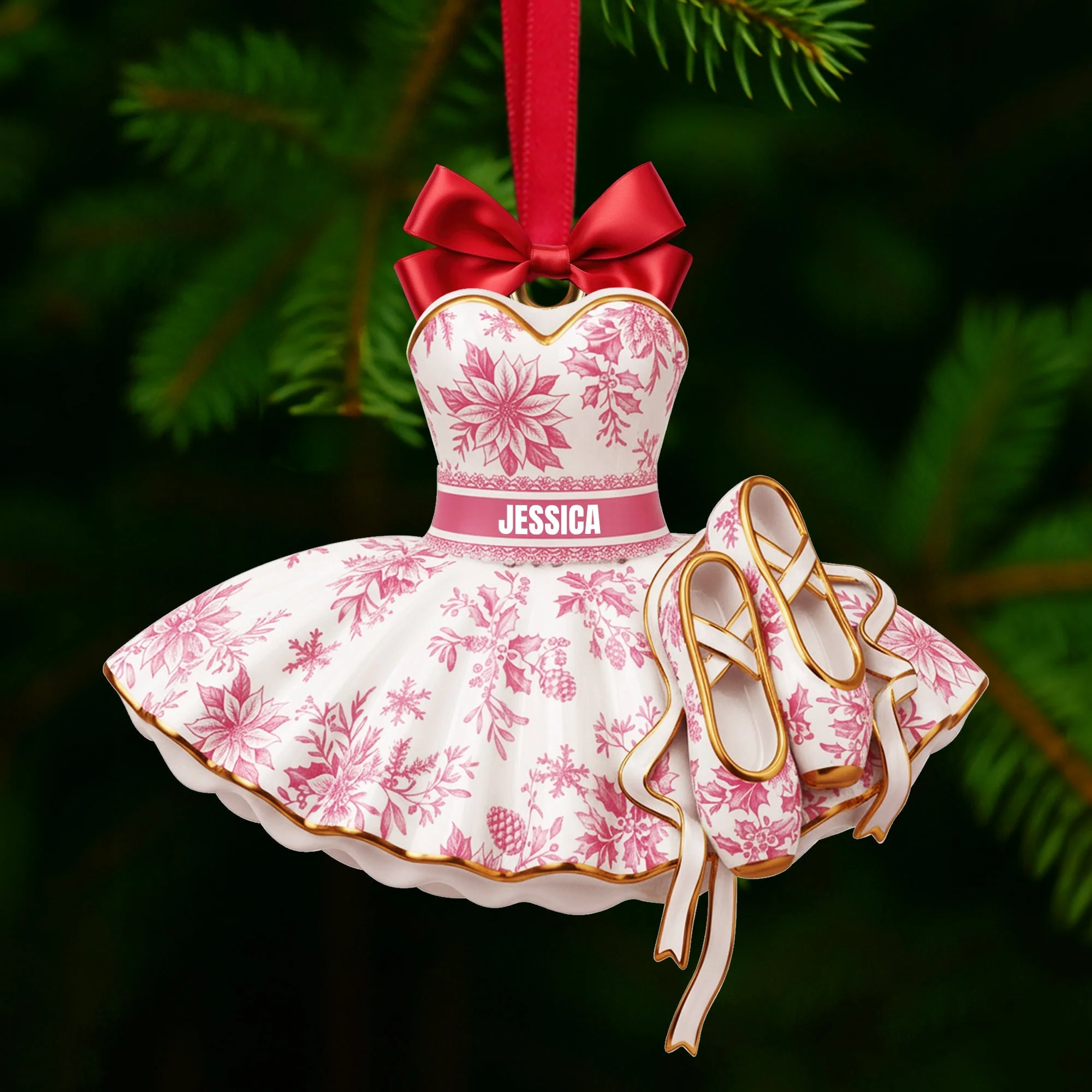 Blooming Ballet Dress - Personalized Acrylic Ornament - Christmas Gift For Her, Ballerina HH01