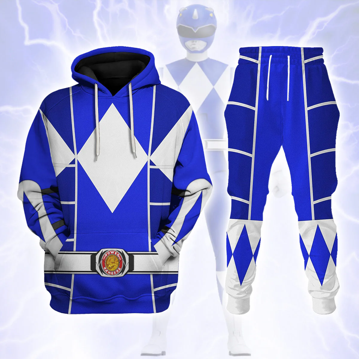 Blue Mighty Morphin Power Ranger Cosplay C2 - Hoodie Set, Sweatshirt, Sweatpants PRHS95