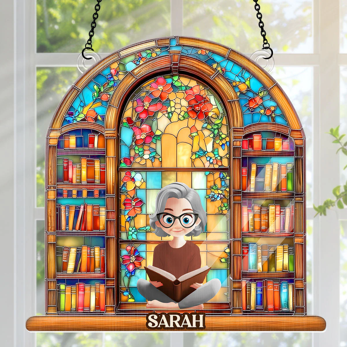Book Lovers Dream Library - Personalized Window Hanging Suncatcher  | CLB2