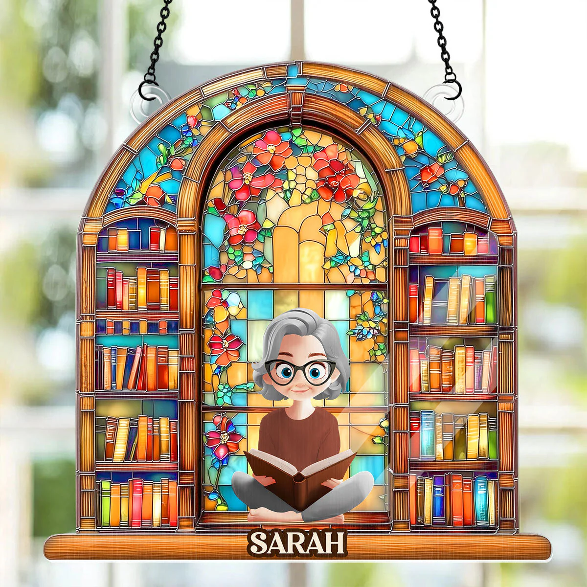 Book Lovers Dream Library - Personalized Window Hanging Suncatcher  | CLB2 - Image 2