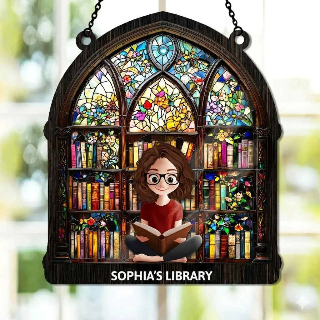Book Lovers' Haven - Personalized Window Hanging Suncatcher - Gift For Book Lover CLB2