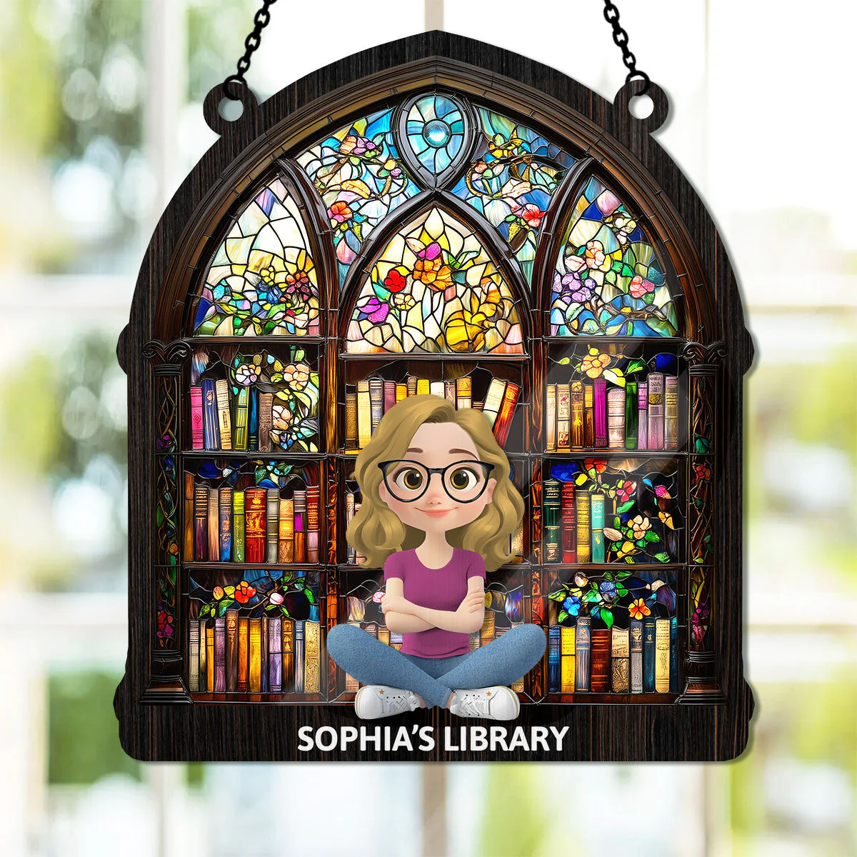 Book Lovers' Haven - Personalized Window Hanging Suncatcher - Gift For Book Lover CLB2 - Image 2
