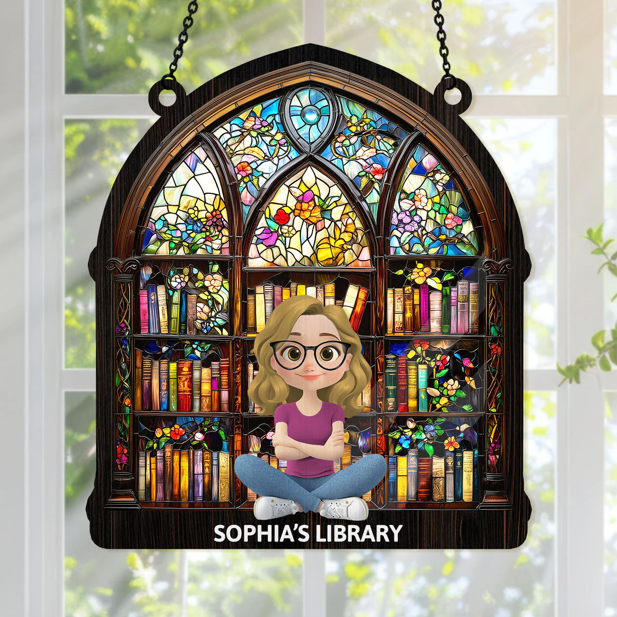Book Lovers' Haven - Personalized Window Hanging Suncatcher - Gift For Book Lover CLB2 - Image 3