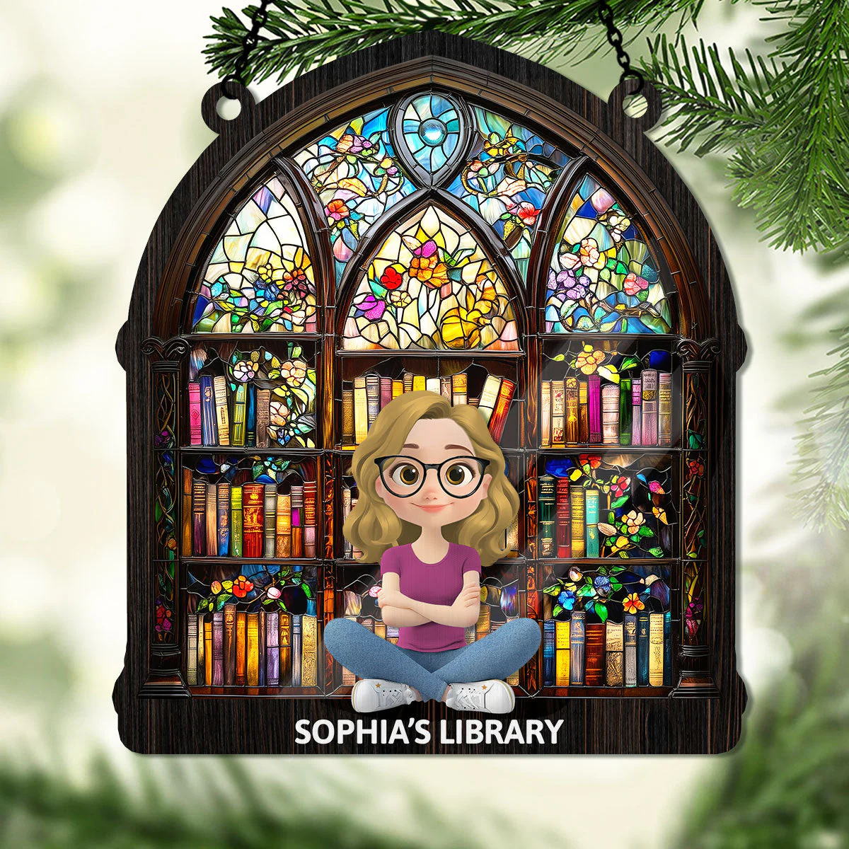 Book Lovers' Haven - Personalized Window Hanging Suncatcher - Gift For Book Lover CLB2 - Image 4