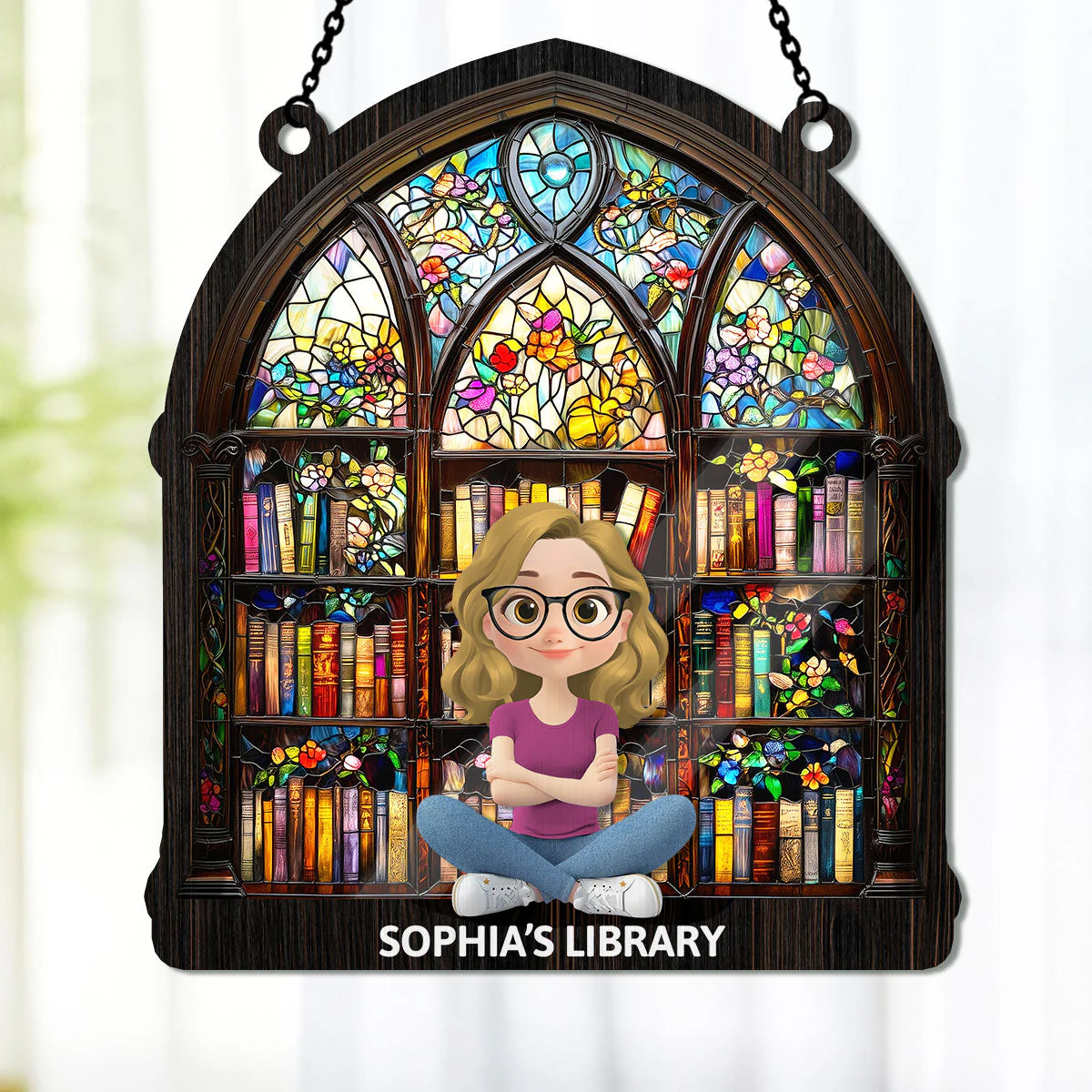 Book Lovers' Haven - Personalized Window Hanging Suncatcher - Gift For Book Lover CLB2 - Image 5
