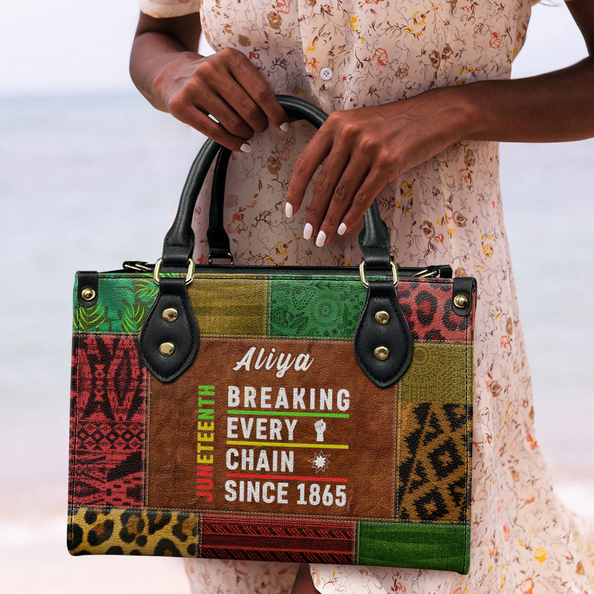 Breaking Every Chain 1865 - Personalized Juneteenth Leather Handbag - Gift For Black Pride, Her HD95 - Image 2