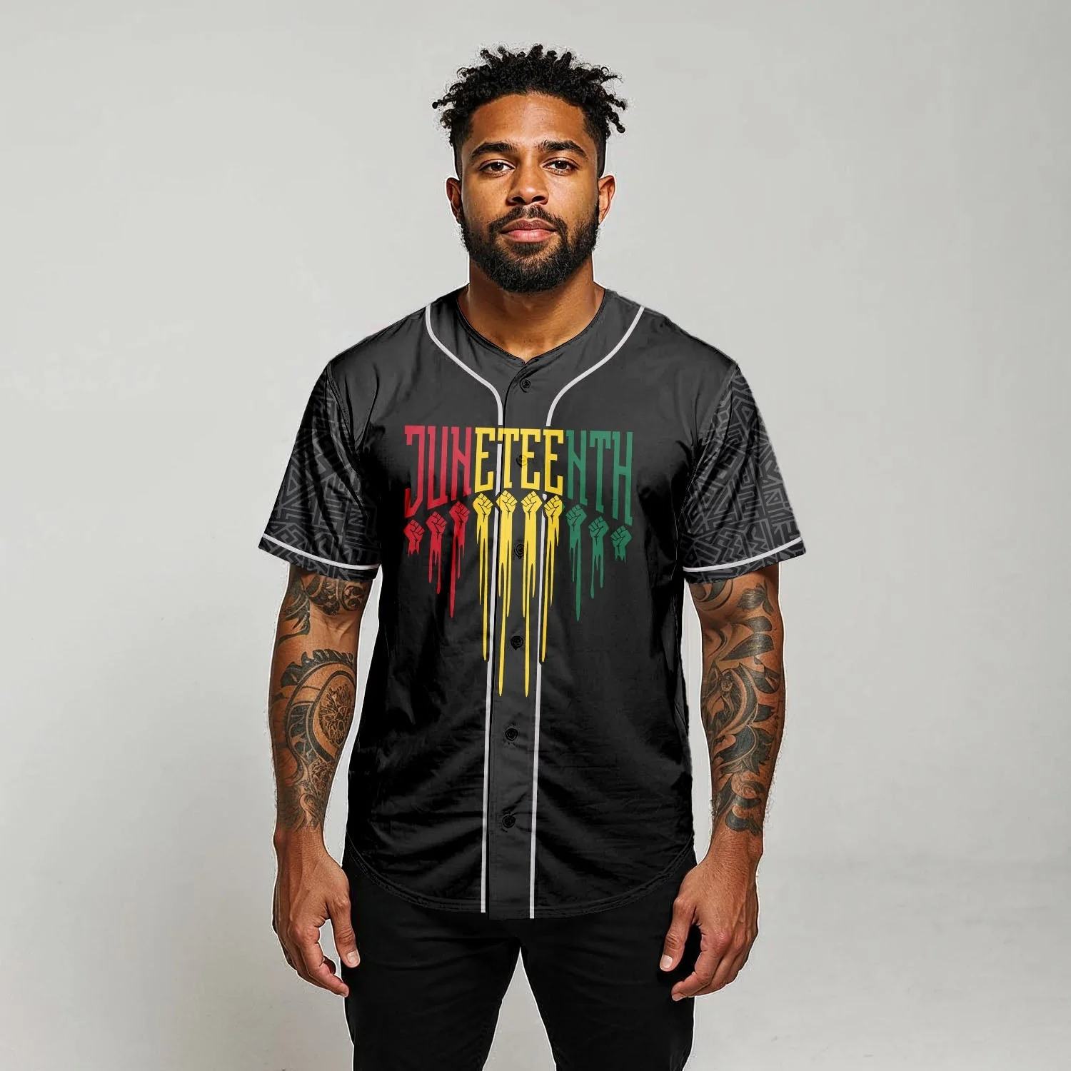 Broke Every Chain - African American Baseball Jersey - Gift for Black Dad, Grandpa, Husband - Image 6