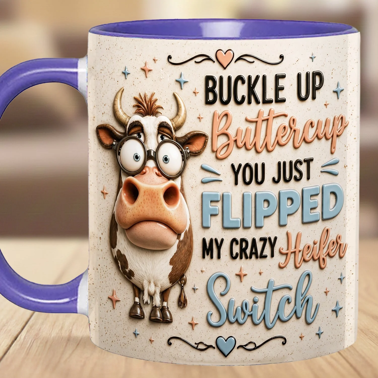 Buckle Up Buttercup Funny Crazy Heifer Cow - Personalized Accent Mug - Gift For Farmers - Image 10