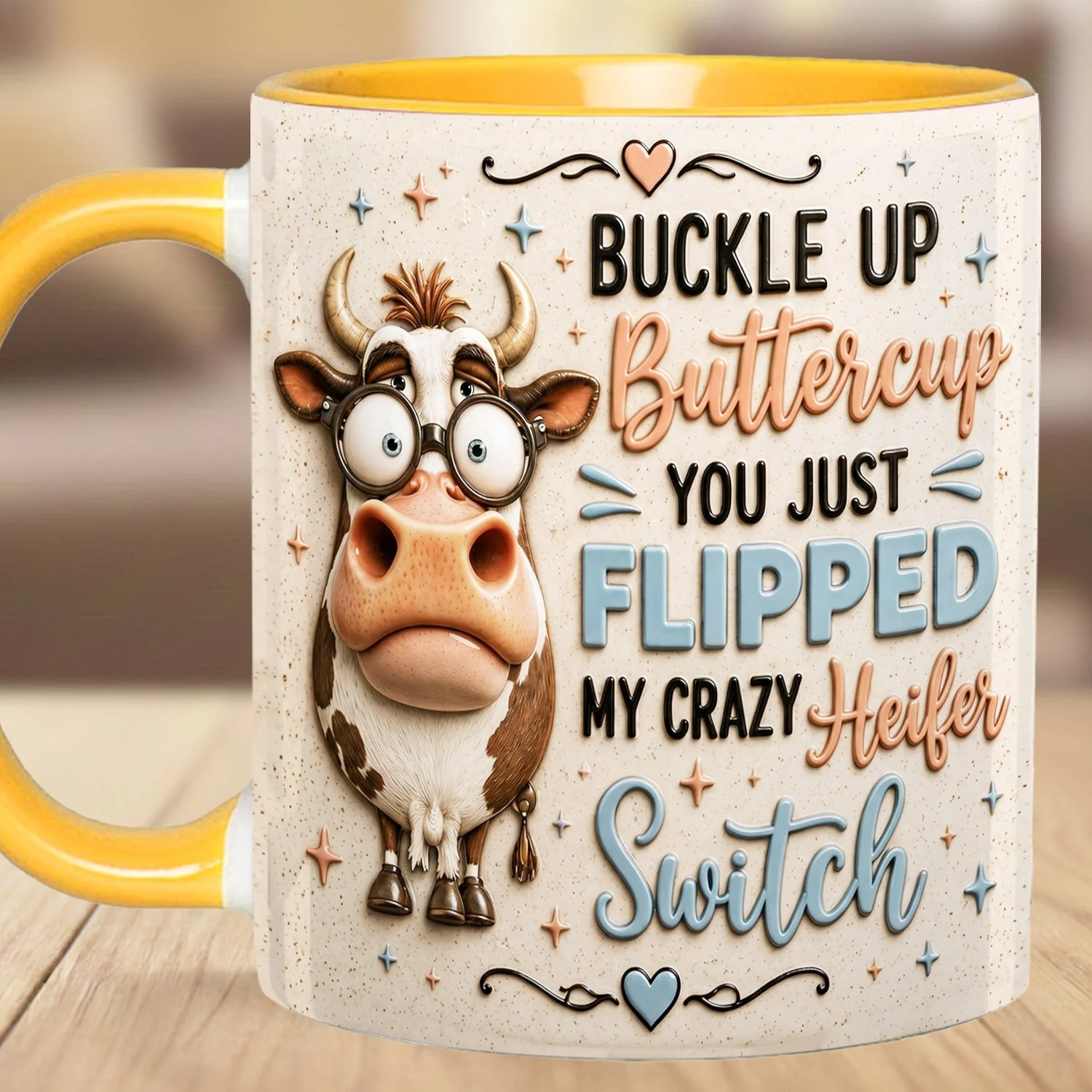 Buckle Up Buttercup Funny Crazy Heifer Cow - Personalized Accent Mug - Gift For Farmers - Image 11