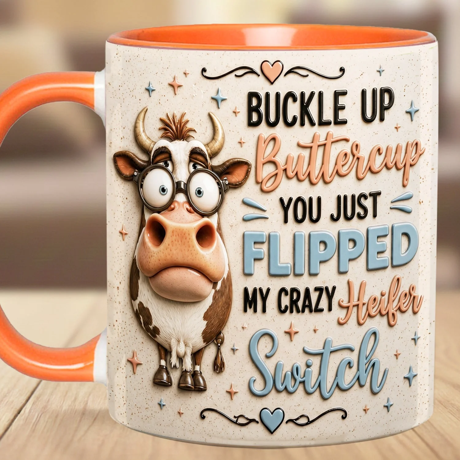Buckle Up Buttercup Funny Crazy Heifer Cow - Personalized Accent Mug - Gift For Farmers - Image 12