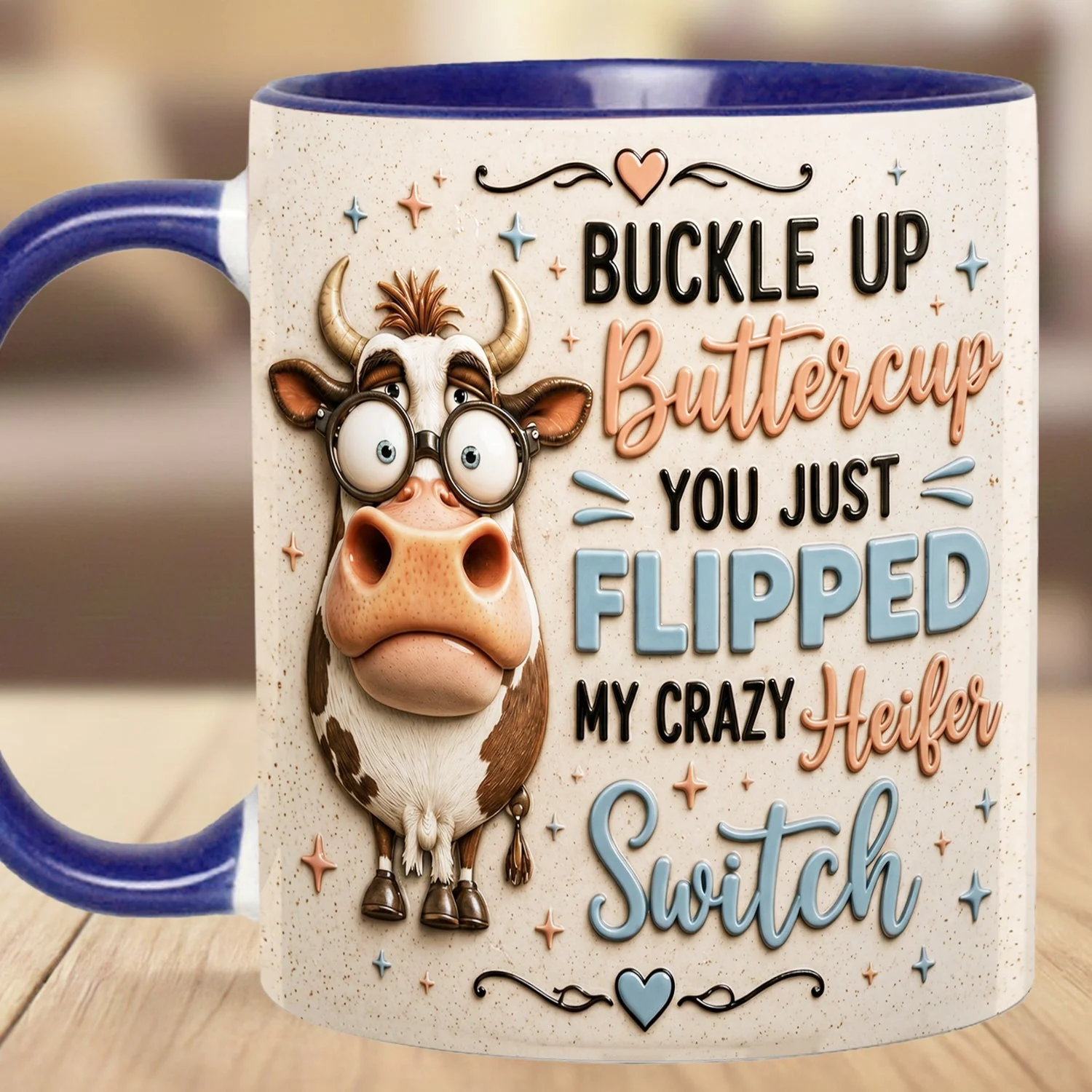 Buckle Up Buttercup Funny Crazy Heifer Cow - Personalized Accent Mug - Gift For Farmers - Image 13