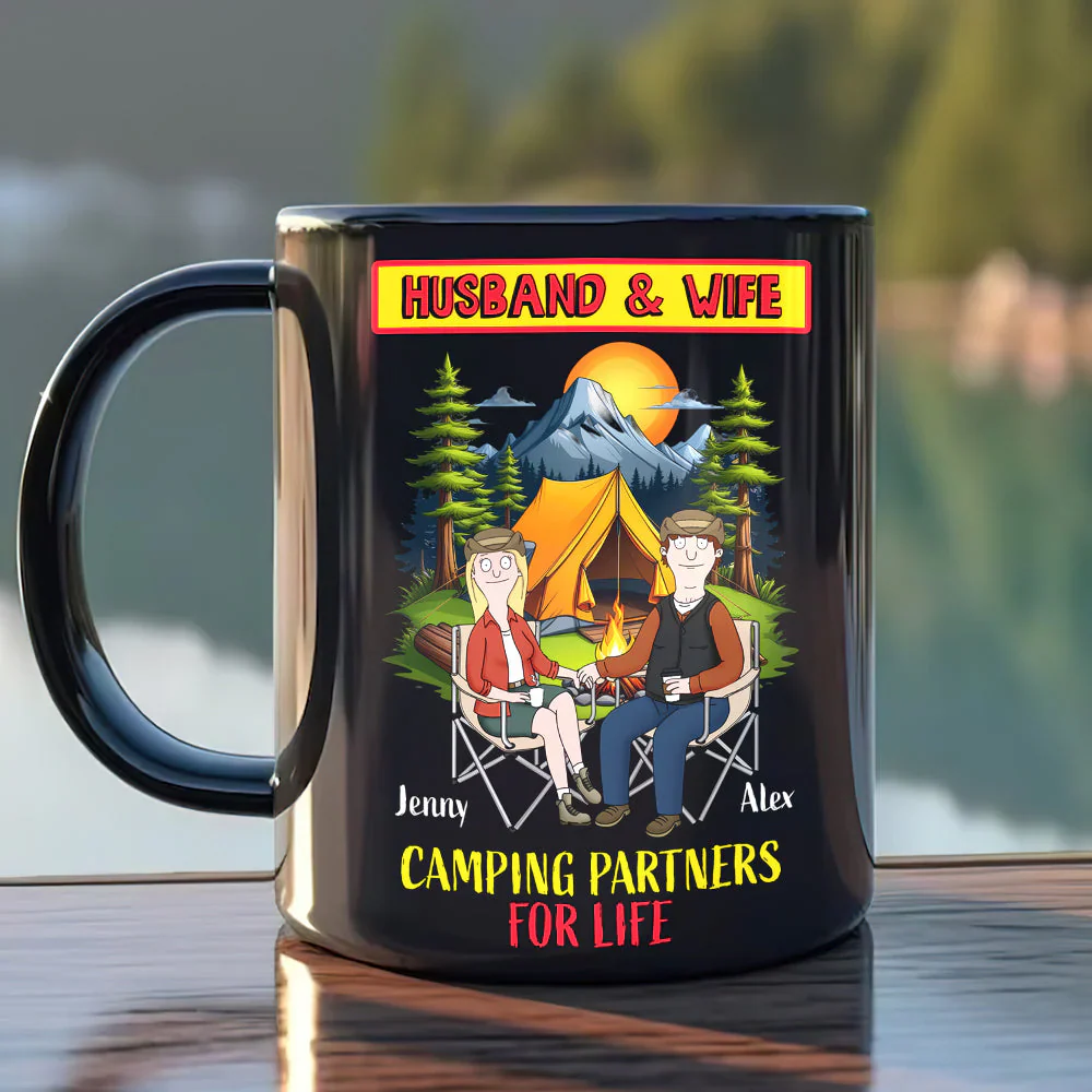 Burger Couple Camping Partners for Life - Personalized Mug - Gift For Camping Couple, Husband Wife, Anniversary | CL55 - Image 2