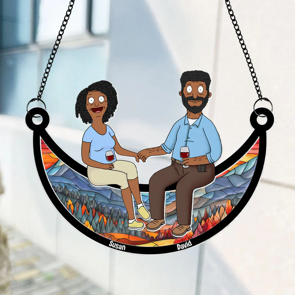 Burger Couple I Love You Forever - Personalized Window Hanging Suncatcher Ornament - Gift For Couple, Husband Wife, Anniversary | CL55