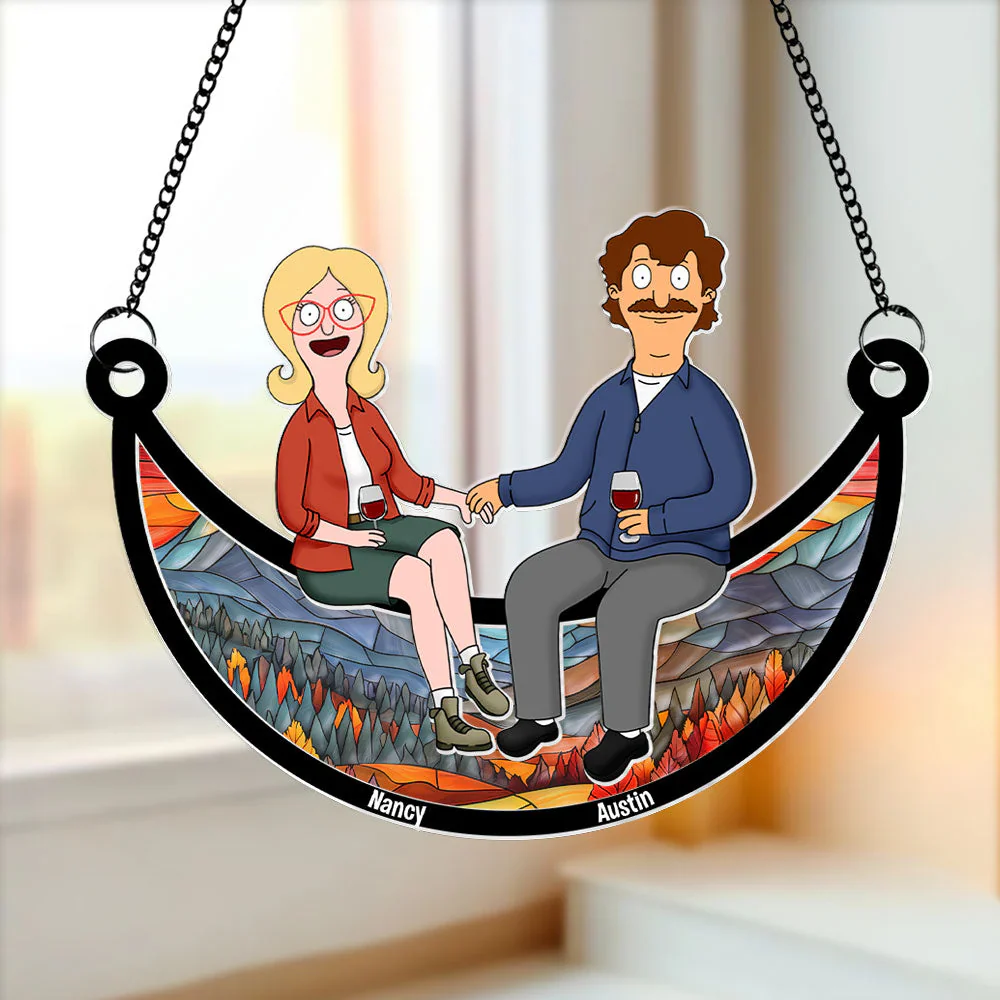 Burger Couple I Love You Forever - Personalized Window Hanging Suncatcher Ornament - Gift For Couple, Husband Wife, Anniversary | CL55 - Image 2