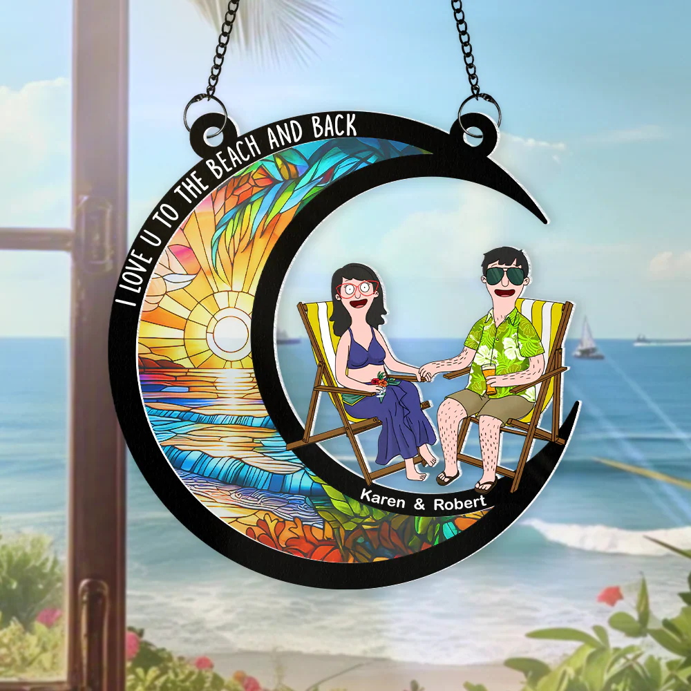 Burger Couple I Love You - Personalized Window Hanging Suncatcher Ornament - Gift For Couple, Husband Wife, Anniversary | CL55 - Image 2