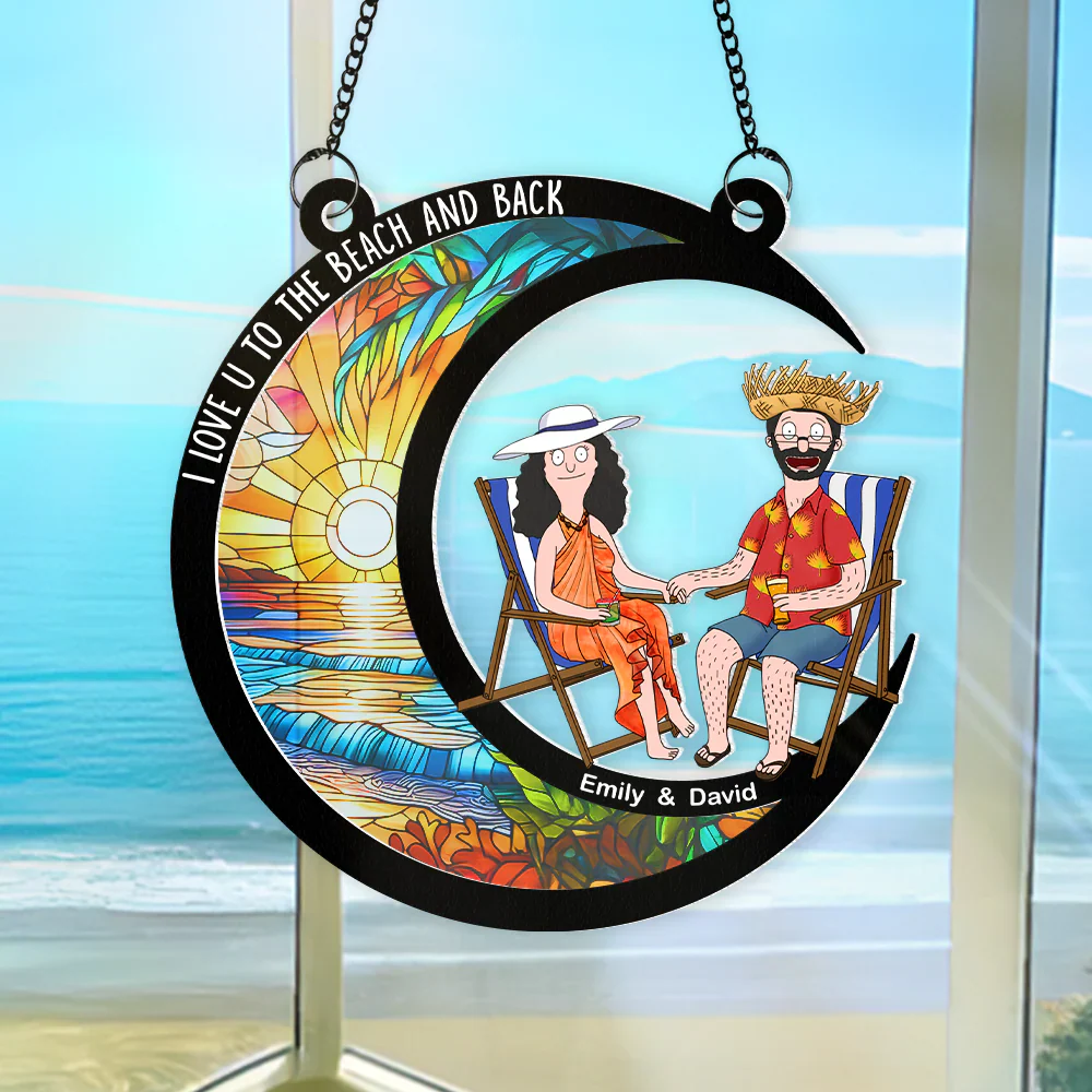 Burger Couple I Love You - Personalized Window Hanging Suncatcher Ornament - Gift For Couple, Husband Wife, Anniversary | CL55 - Image 3