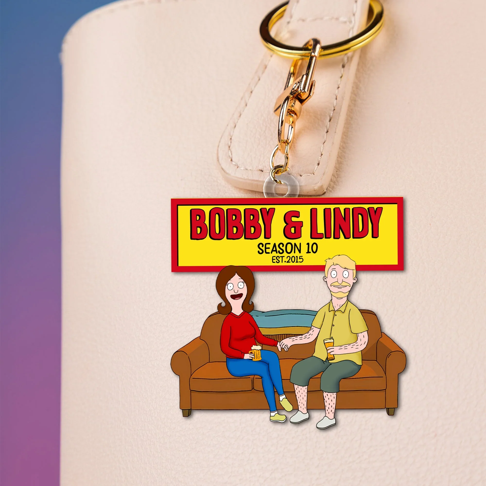 Burger Couple- Personalized Key Chain - Gift For Couple, Husband Wife, Anniversary | CL55 - Image 2