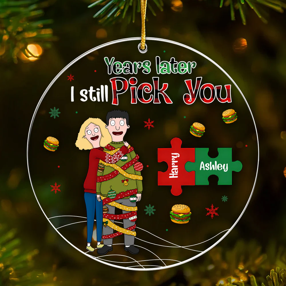 Burgers Couple I Still Pick You - Personalized Acrylic Ornament - Gift For Couples | CL56 NL122 - Image 2