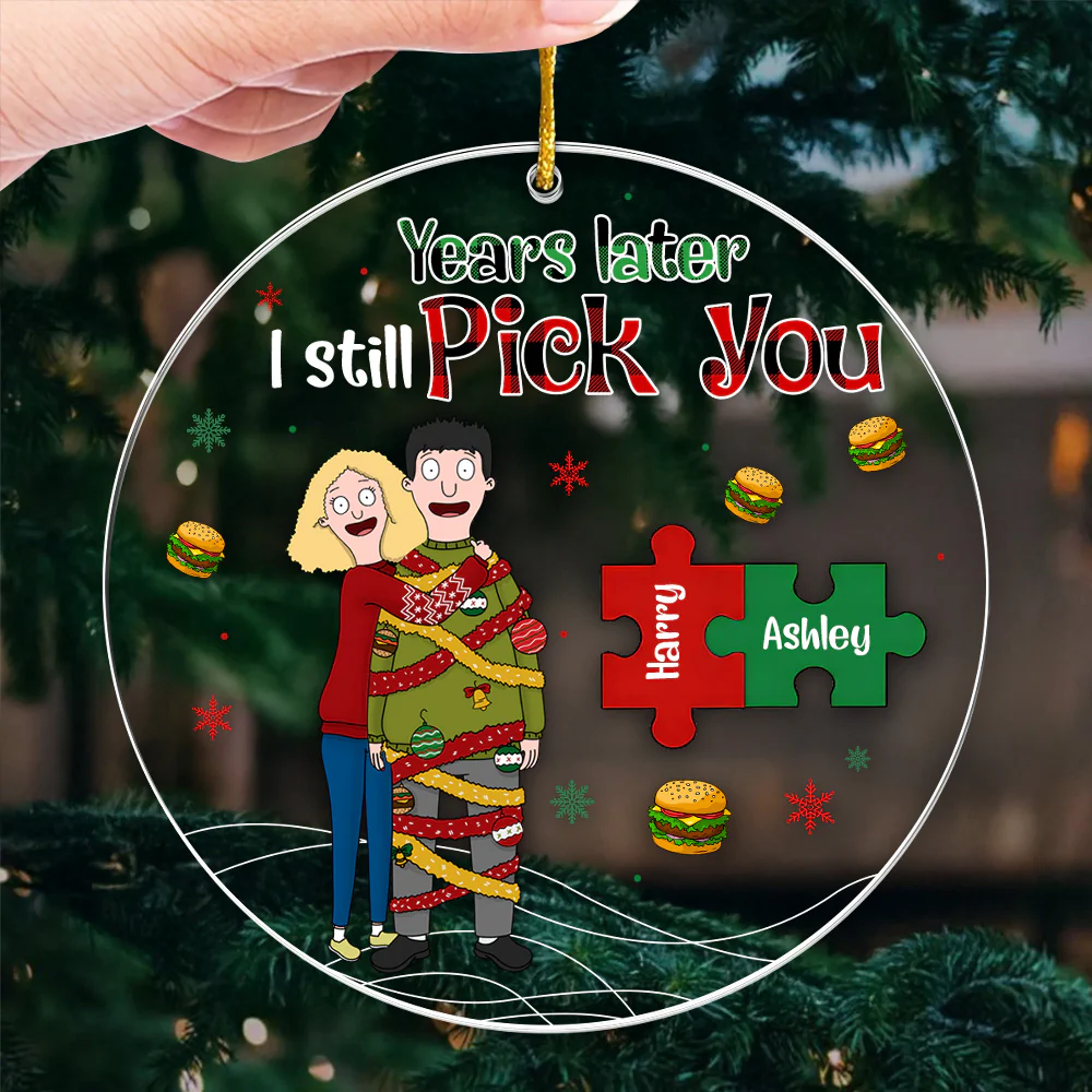 Burgers Couple I Still Pick You - Personalized Acrylic Ornament - Gift For Couples | CL56 NL122 - Image 3