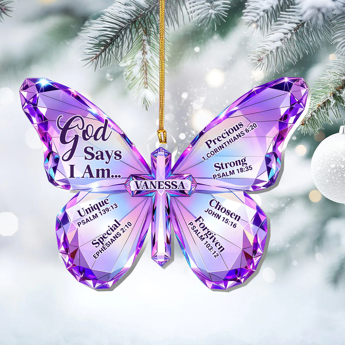 Butterfly Of Grace God Says I Am - Personalized 1-Layer Acrylic Ornament HL128