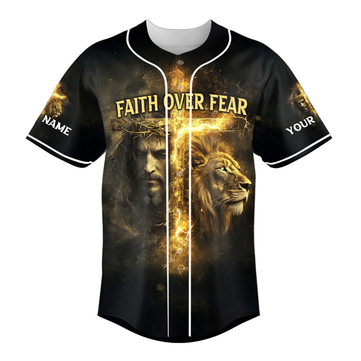 By His Stripes We Are Healed Lion Custom Name Baseball Jersey - Christant Gift For Him - Image 2
